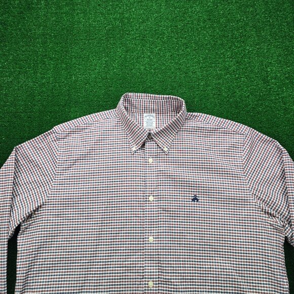 Brooks Brothers Shirt Mens XL Check Button Down‎ Long Sleeve Non-Iron Stretch - Picture 2 of 7